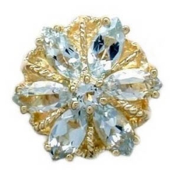 A3002 14K SLIDE WITH AQUAMARINE IN A FLOWER DESIGN 